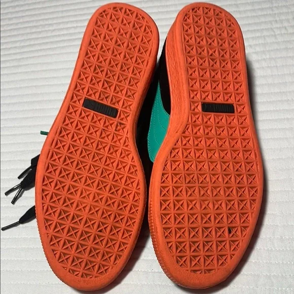 Puma Black and Teal Sneakers with Orange Soles - Picture 2 of 6